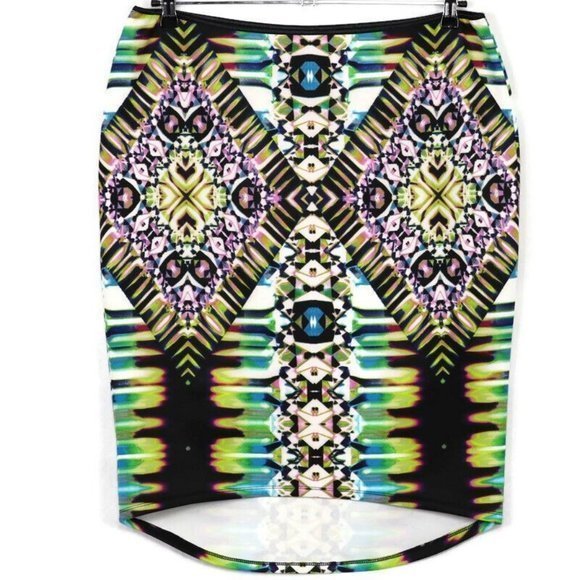 Bisou Bisou High‎ Low Bodycon Pencil Skirt Stretch Pink Blue Black XL - Picture 1 of 12
